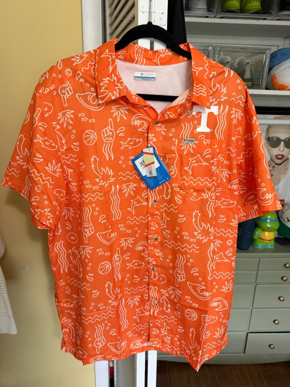 Columbia Tennessee Orange Short-Sleeve Printed Camp Shirt Large new